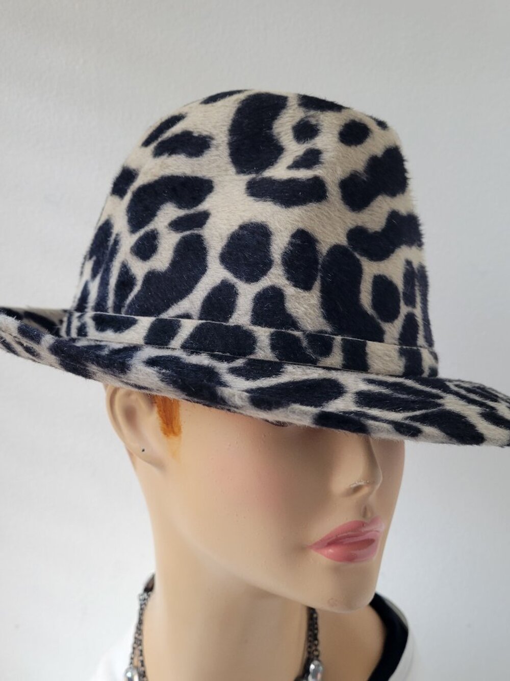 Selentino Royal Beaver Leopard Print Fedora Hat | Fur Felt Style | Size 7 1/8 (5